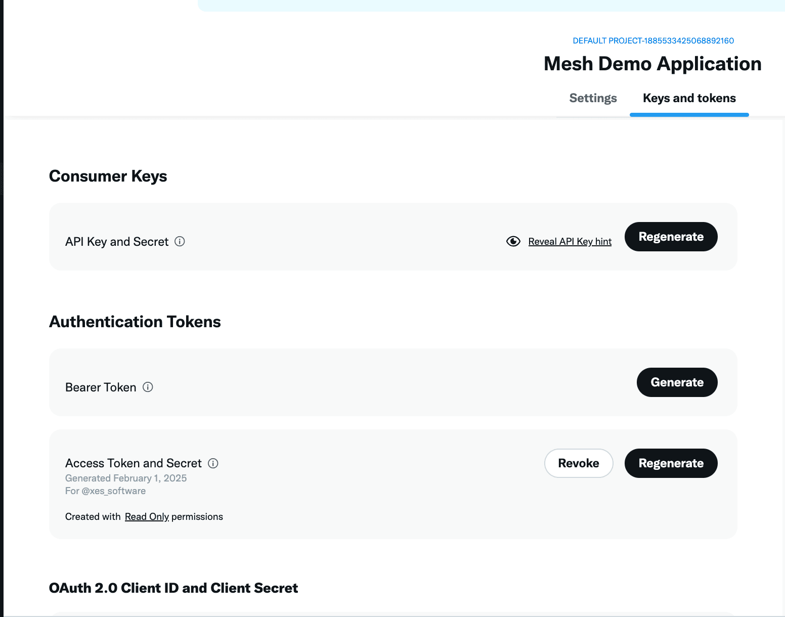 Keys & Tokens Example
